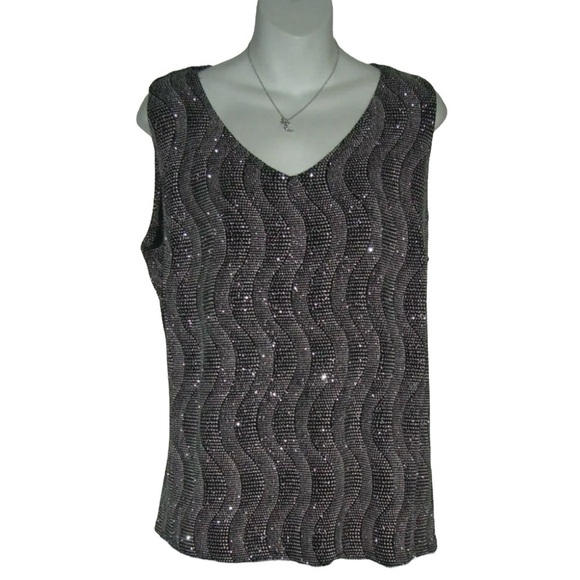 Vintage 90s Onyx Nite By Wendye Chaitin Blouse Cardigan Jewel Plus Mob Wife Jazz - Picture 8 of 14